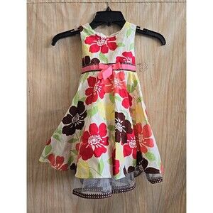 RARE EDITIONS Little Girl's  Pink & Yellow Flower Easter  Dress size 3T
